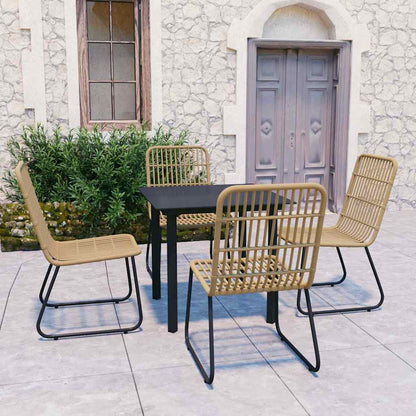 vidaXL 5 Piece Outdoor Dining Set Poly Rattan and Glass 1