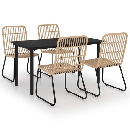 vidaXL 5 Piece Outdoor Dining Set Poly Rattan and Glass 2