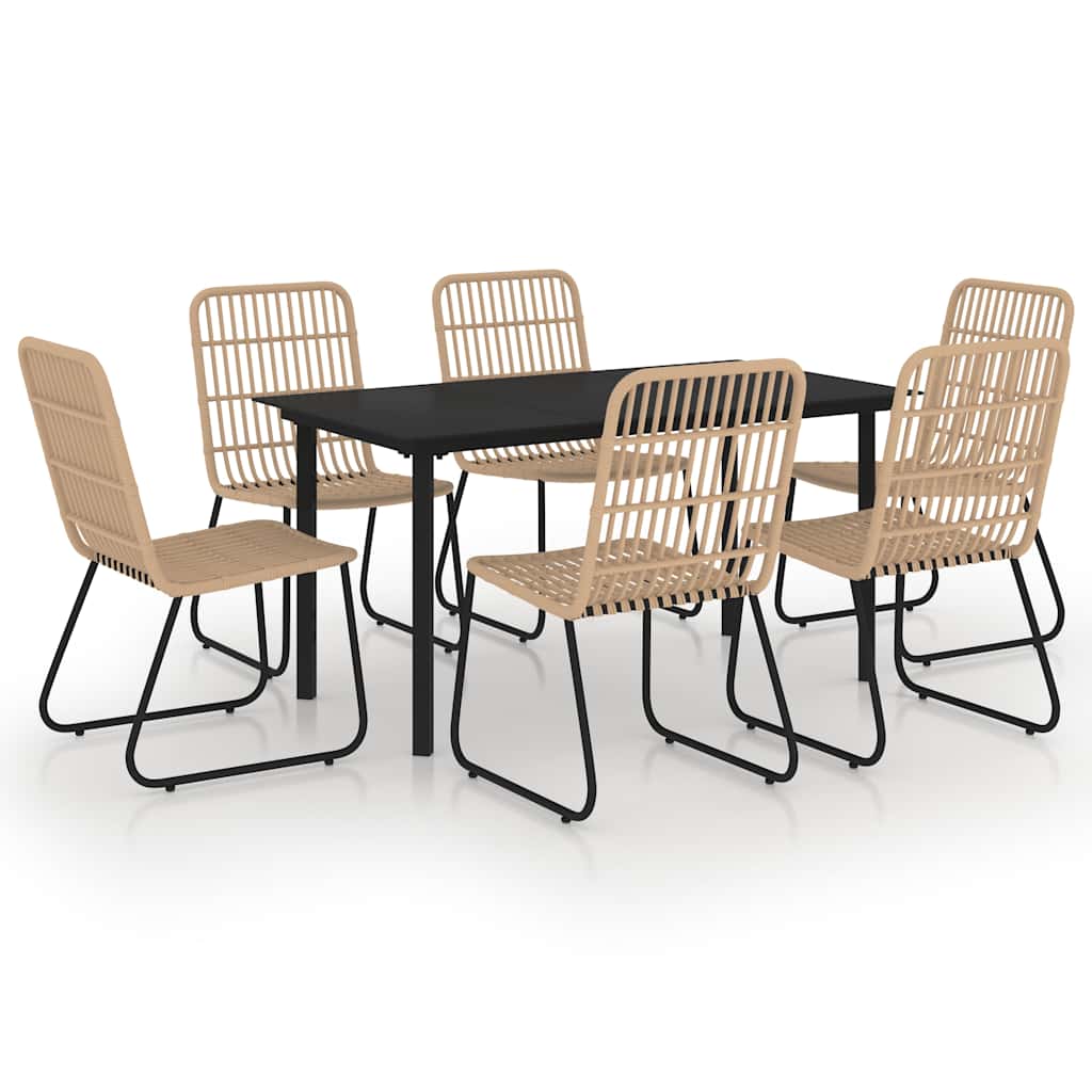 vidaXL 7 Piece Outdoor Dining Set Poly Rattan and Glass 2