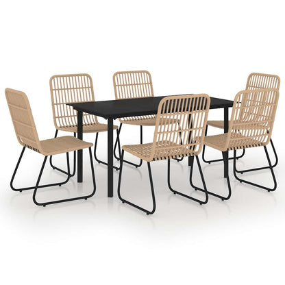 vidaXL 7 Piece Outdoor Dining Set Poly Rattan and Glass 2
