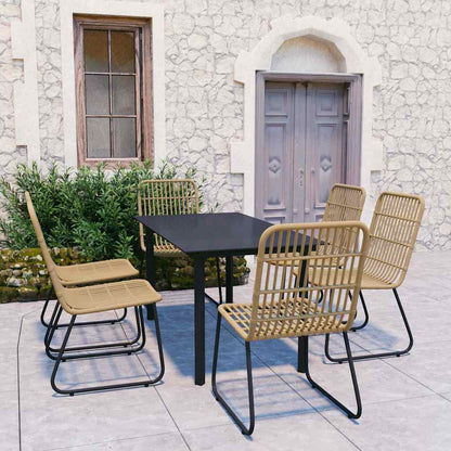 vidaXL 7 Piece Outdoor Dining Set Poly Rattan and Glass 1