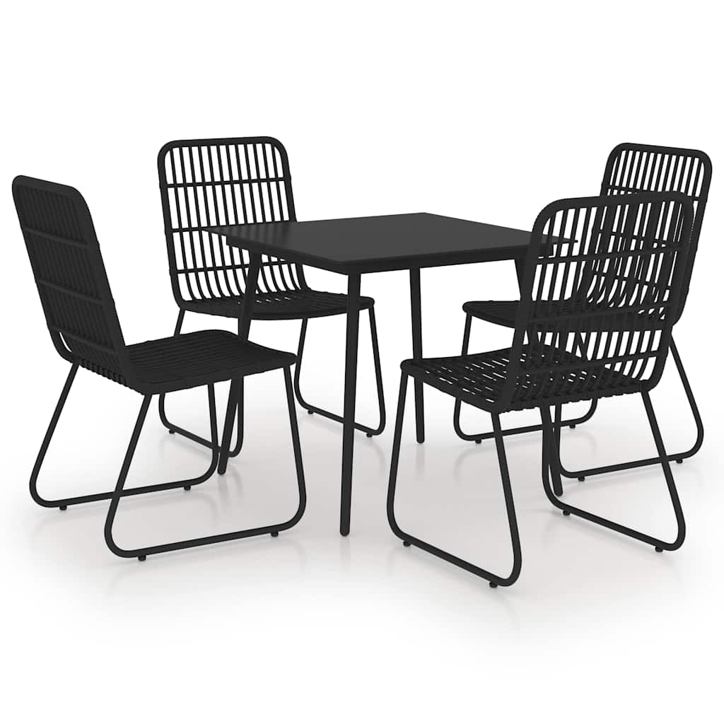 vidaXL 5 Piece Outdoor Dining Set Poly Rattan and Glass 2