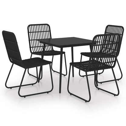 vidaXL 5 Piece Outdoor Dining Set Poly Rattan and Glass 2