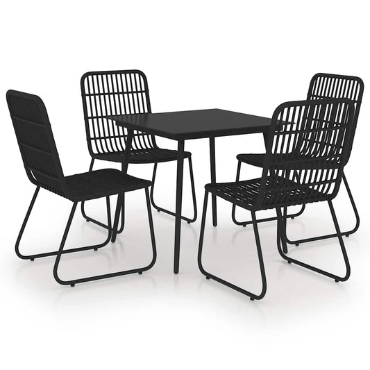 vidaXL 5 Piece Outdoor Dining Set Poly Rattan and Glass 2