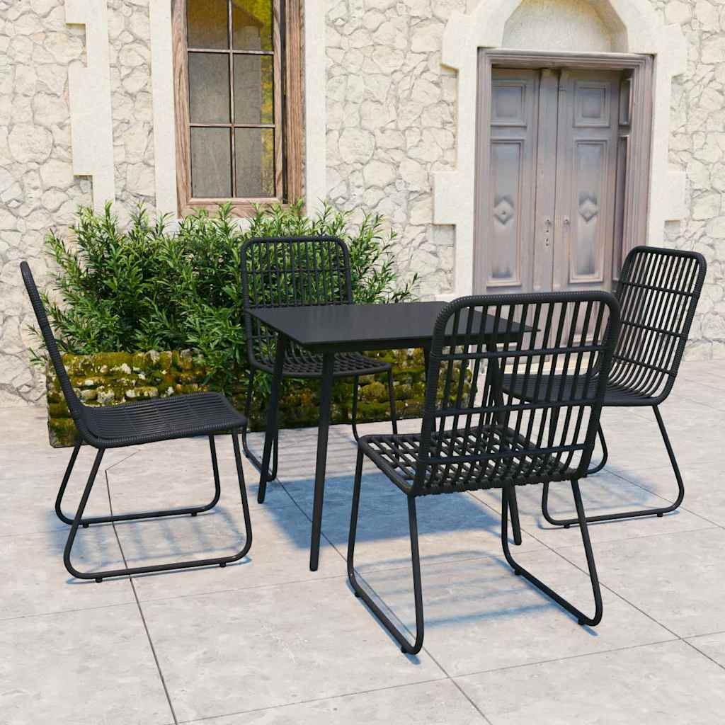 vidaXL 5 Piece Outdoor Dining Set Poly Rattan and Glass 1