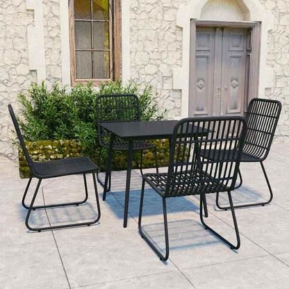 vidaXL 5 Piece Outdoor Dining Set Poly Rattan and Glass 1