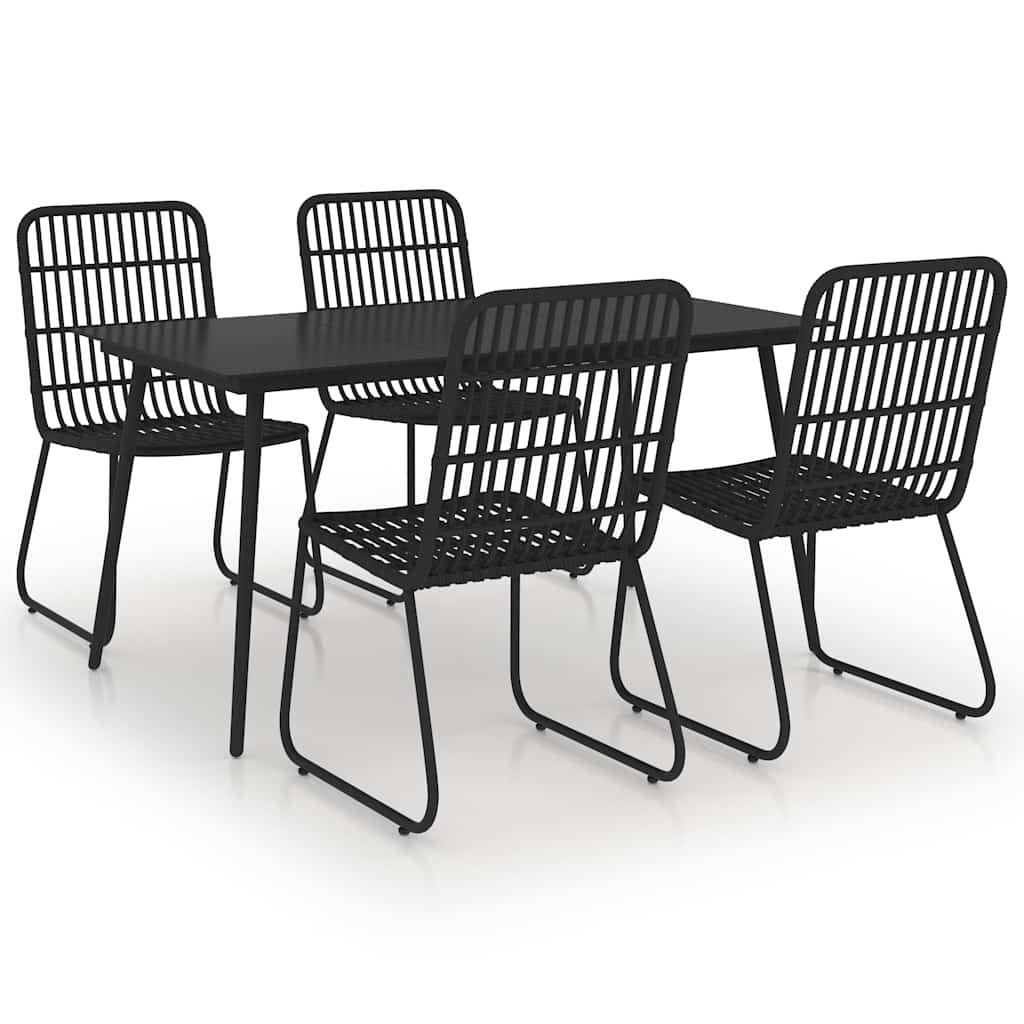 vidaXL 5 Piece Outdoor Dining Set Poly Rattan and Glass 2