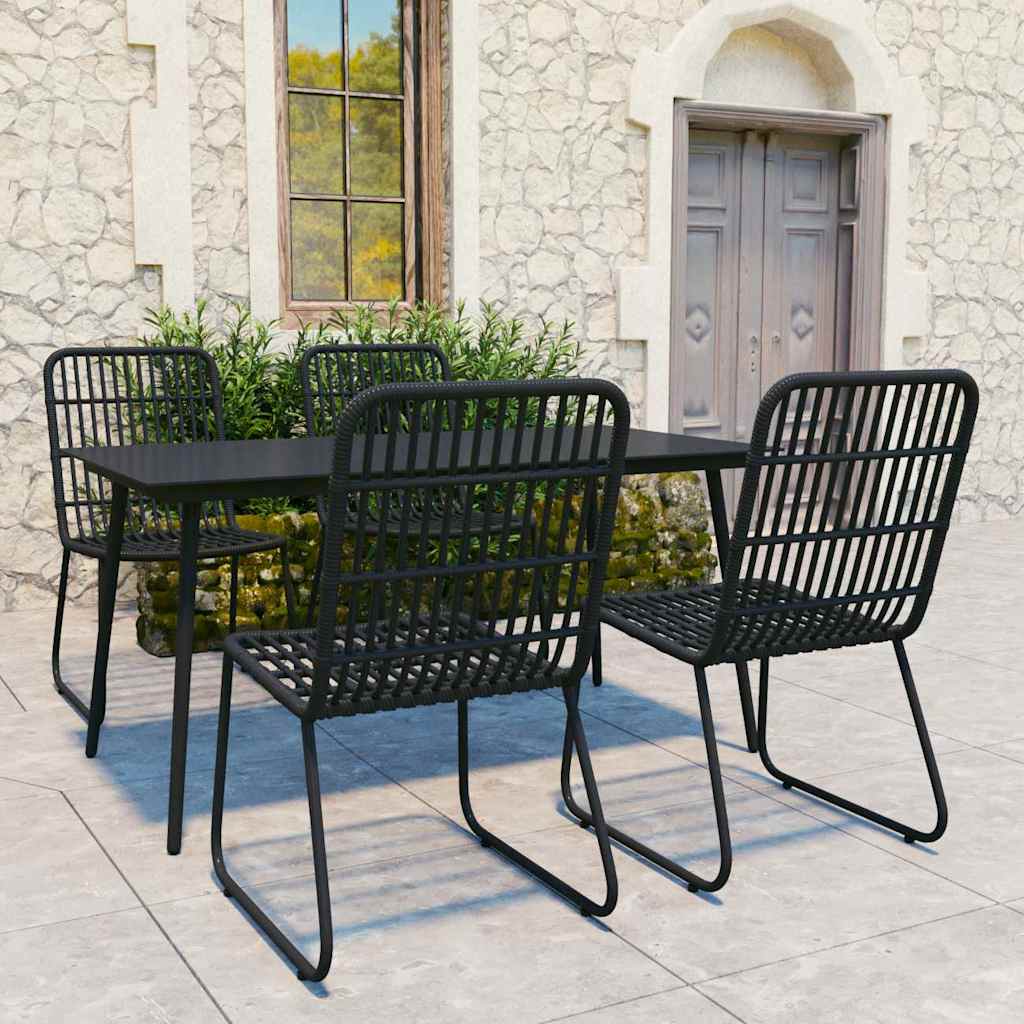 vidaXL 5 Piece Outdoor Dining Set Poly Rattan and Glass 1