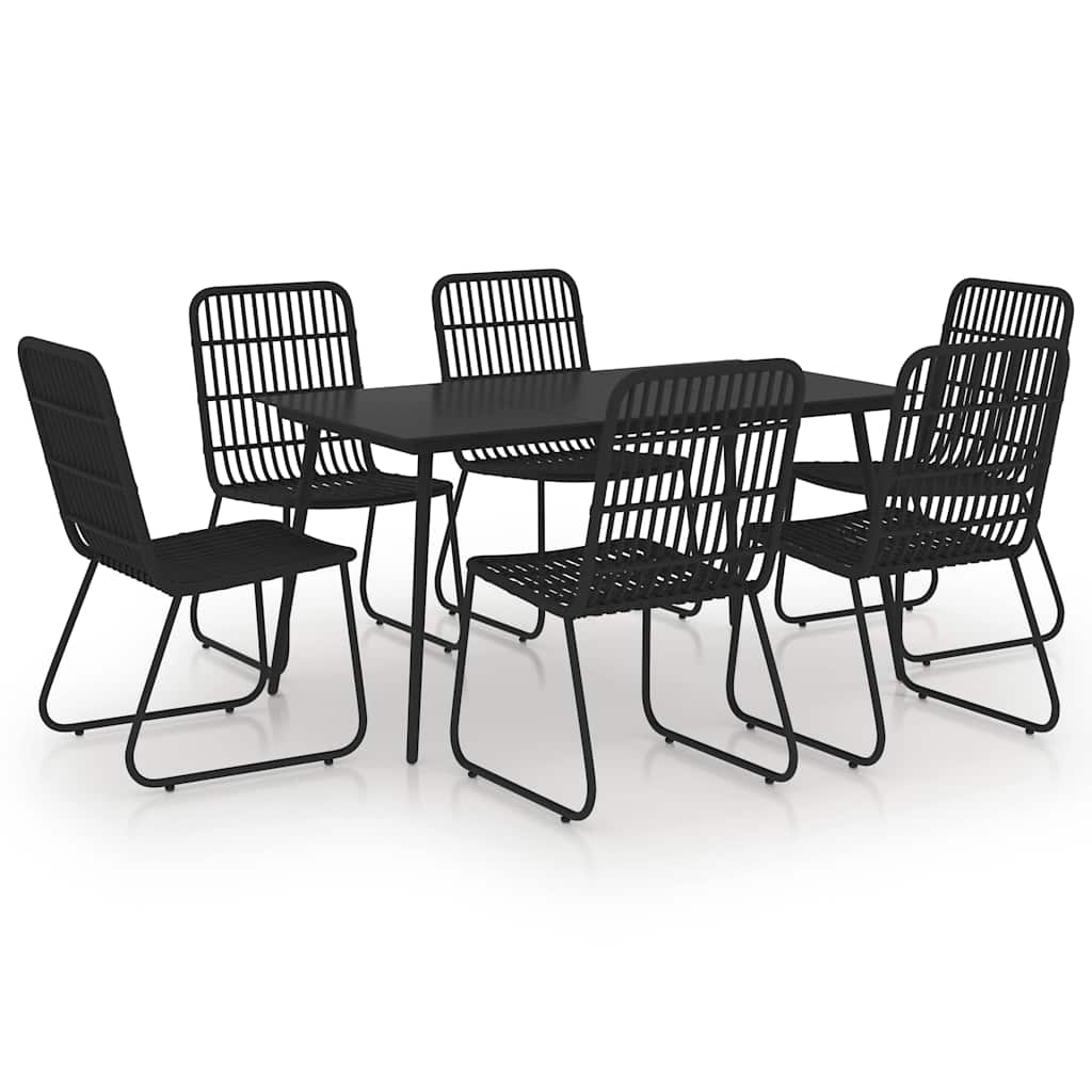 vidaXL 7 Piece Outdoor Dining Set Poly Rattan and Glass 2