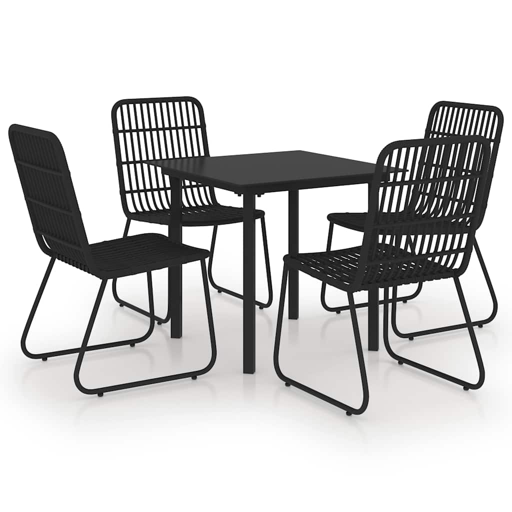 vidaXL 5 Piece Outdoor Dining Set Poly Rattan and Glass 2