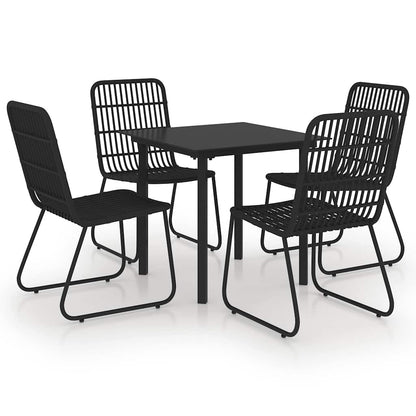 vidaXL 5 Piece Outdoor Dining Set Poly Rattan and Glass 2