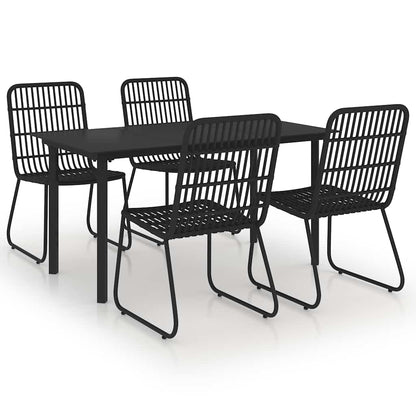 vidaXL 5 Piece Outdoor Dining Set Poly Rattan and Glass 2