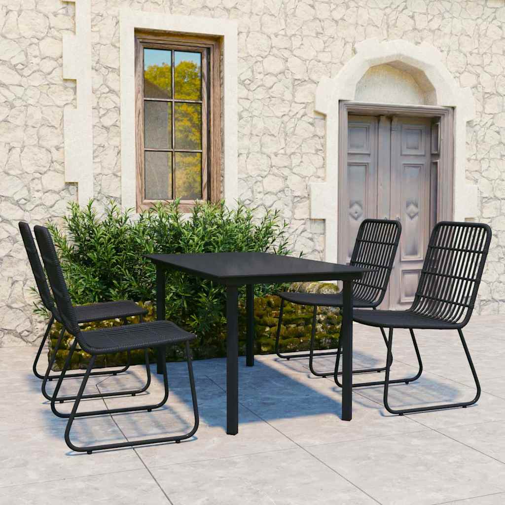 vidaXL 5 Piece Outdoor Dining Set Poly Rattan and Glass 1