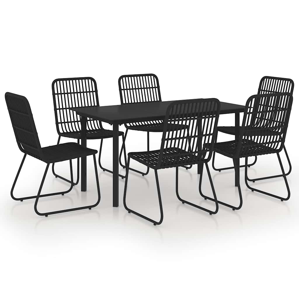 vidaXL 7 Piece Outdoor Dining Set Poly Rattan and Glass 2