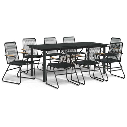 vidaXL 9 Piece Garden Dining Set Black PVC Rattan 2