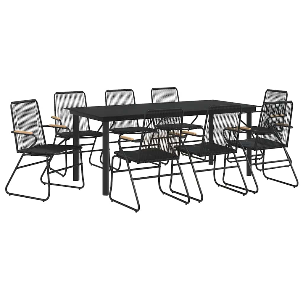 vidaXL 9 Piece Garden Dining Set Black PVC Rattan 3