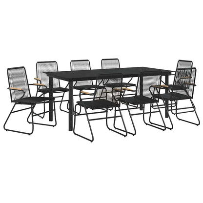 vidaXL 9 Piece Garden Dining Set Black PVC Rattan 3