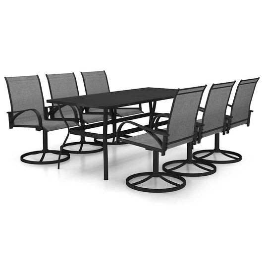 vidaXL 7 Piece Garden Dining Set Textilene and Steel 2