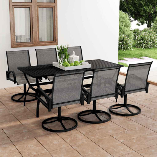 vidaXL 7 Piece Garden Dining Set Textilene and Steel 1