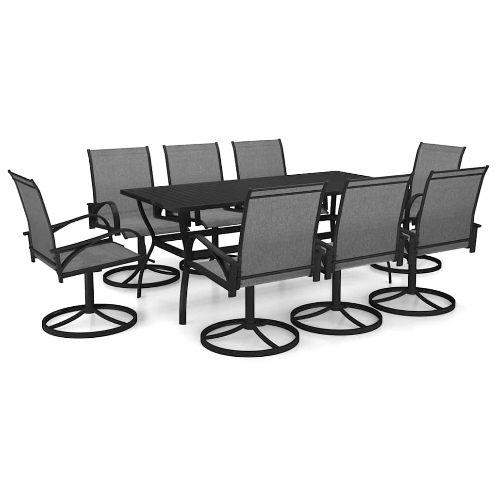 vidaXL 9 Piece Garden Dining Set Textilene and Steel 2