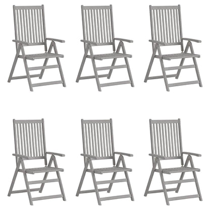 vidaXL Garden Reclining Chairs 6 pcs Grey Solid Acacia Wood 1
