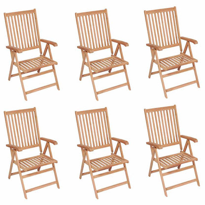 vidaXL Reclining Folding Chairs 6 pcs Solid Teak Wood 1
