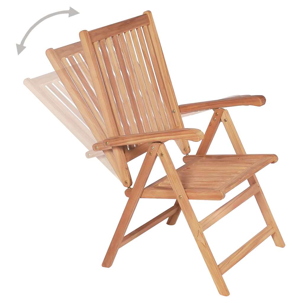 vidaXL Reclining Folding Chairs 6 pcs Solid Teak Wood 5