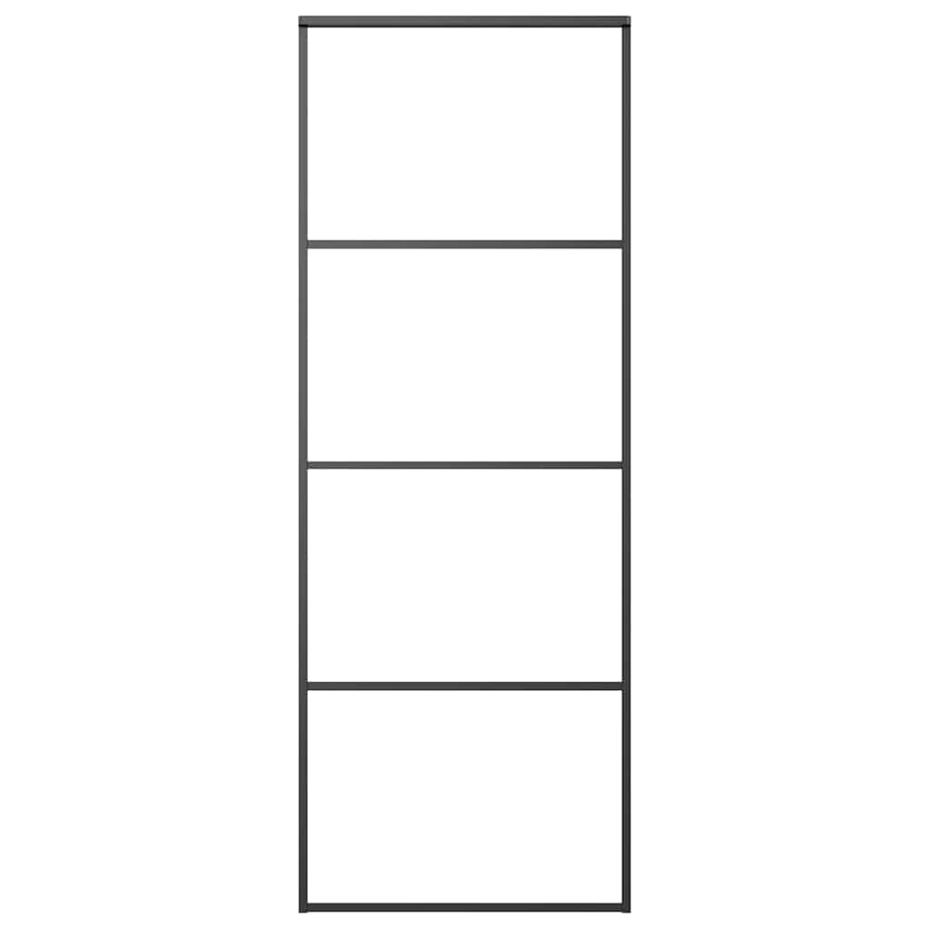 Sliding Door ESG Glass and Aluminium 76 x 205 cm Black Transparent