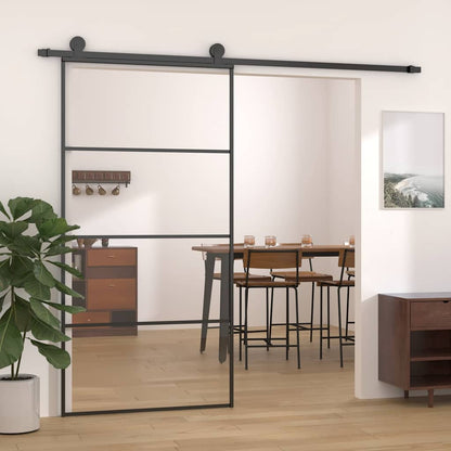 Sliding Door ESG Glass and Aluminium 102.5x205 cm Black Transparent