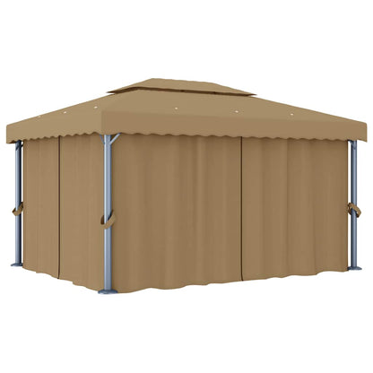 vidaXL Gazebo with Curtain 4x3 m Taupe Aluminium 1