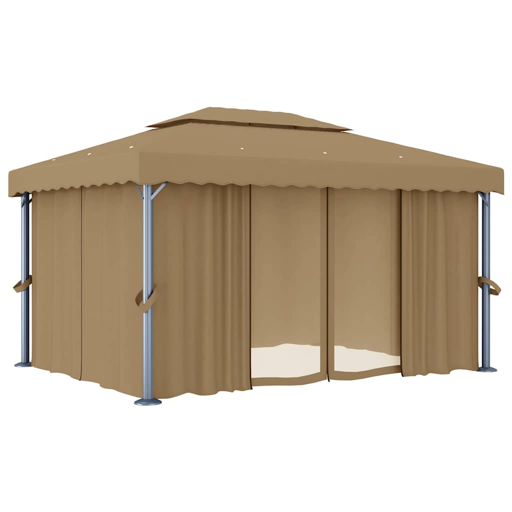 vidaXL Gazebo with Curtain 4x3 m Taupe Aluminium 2