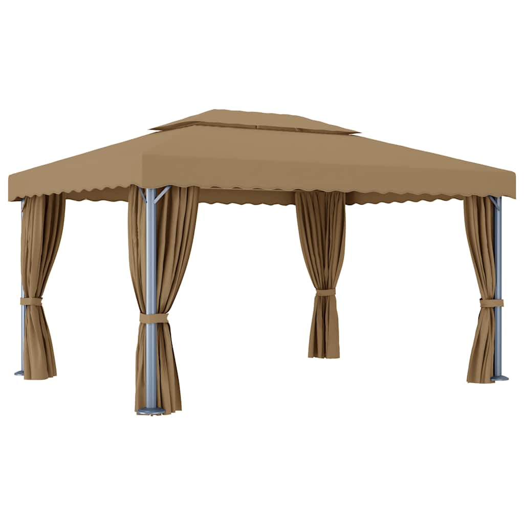 vidaXL Gazebo with Curtain 4x3 m Taupe Aluminium 4