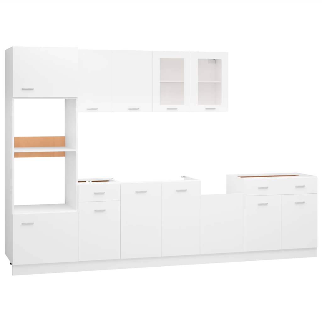 vidaXL 7 Piece Kitchen Cabinet Set Lyon White Engineered Wood 2
