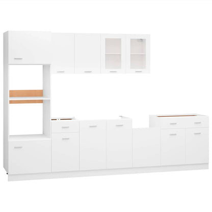 vidaXL 7 Piece Kitchen Cabinet Set Lyon White Engineered Wood 2