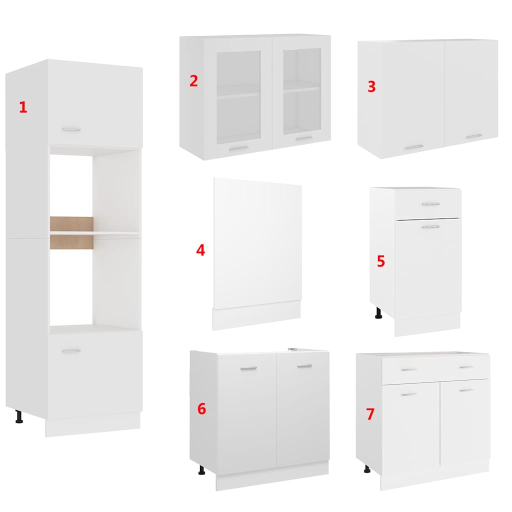 vidaXL 7 Piece Kitchen Cabinet Set Lyon White Engineered Wood 3