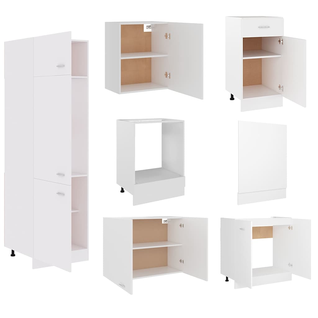 vidaXL 7 Piece Kitchen Cabinet Set Lyon" White Engineered Wood 5