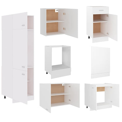 vidaXL 7 Piece Kitchen Cabinet Set Lyon" White Engineered Wood 5