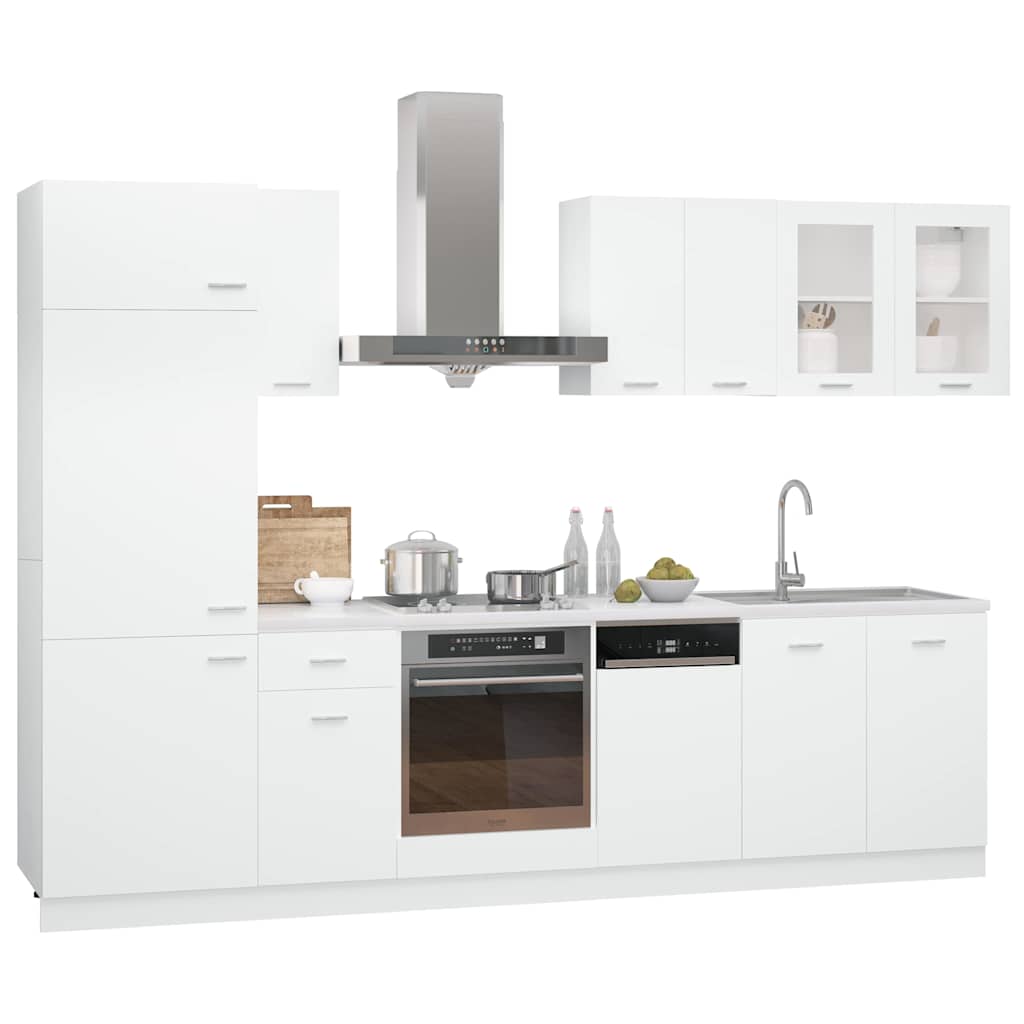 vidaXL 8 Piece Kitchen Cabinet Set Lyon" White Engineered Wood 2