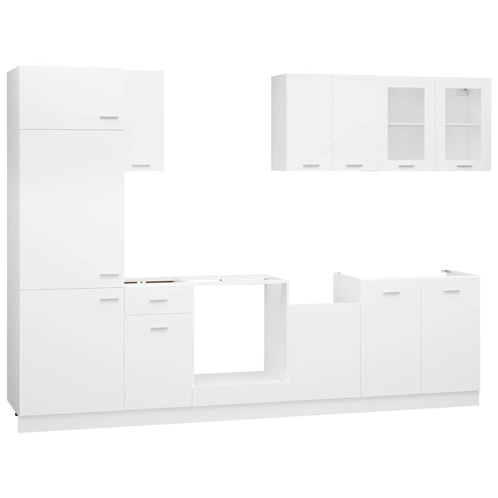 vidaXL 8 Piece Kitchen Cabinet Set Lyon" White Engineered Wood 3