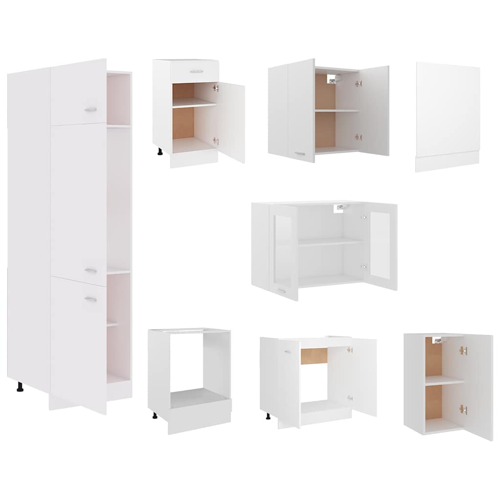 vidaXL 8 Piece Kitchen Cabinet Set Lyon" White Engineered Wood 5