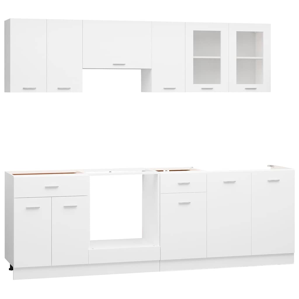 vidaXL 8 Piece Kitchen Cabinet Set Lyon White Engineered Wood 2