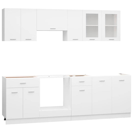 vidaXL 8 Piece Kitchen Cabinet Set Lyon White Engineered Wood 2