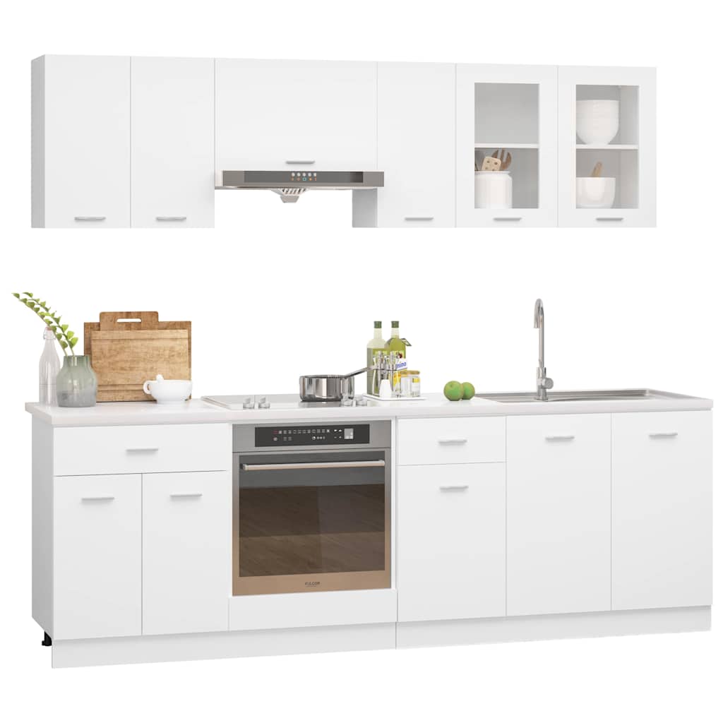 vidaXL 8 Piece Kitchen Cabinet Set Lyon White Engineered Wood 3