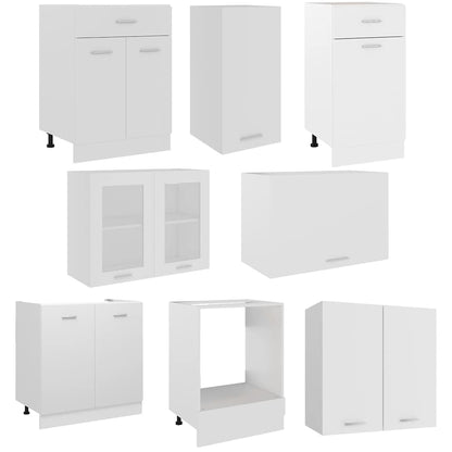 vidaXL 8 Piece Kitchen Cabinet Set Lyon White Engineered Wood 4