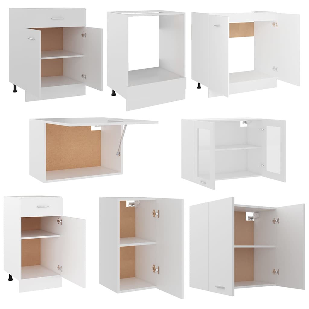 vidaXL 8 Piece Kitchen Cabinet Set Lyon White Engineered Wood 5