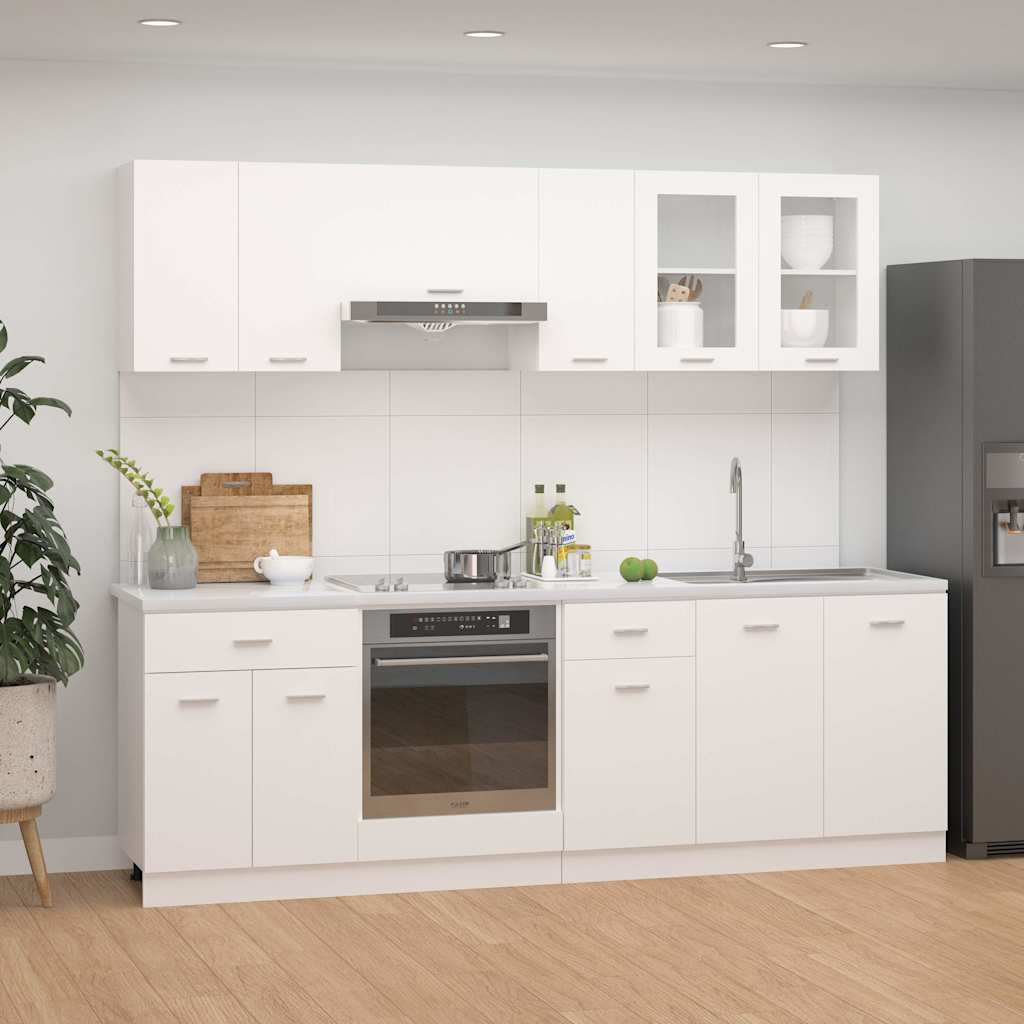 vidaXL 8 Piece Kitchen Cabinet Set Lyon White Engineered Wood 1