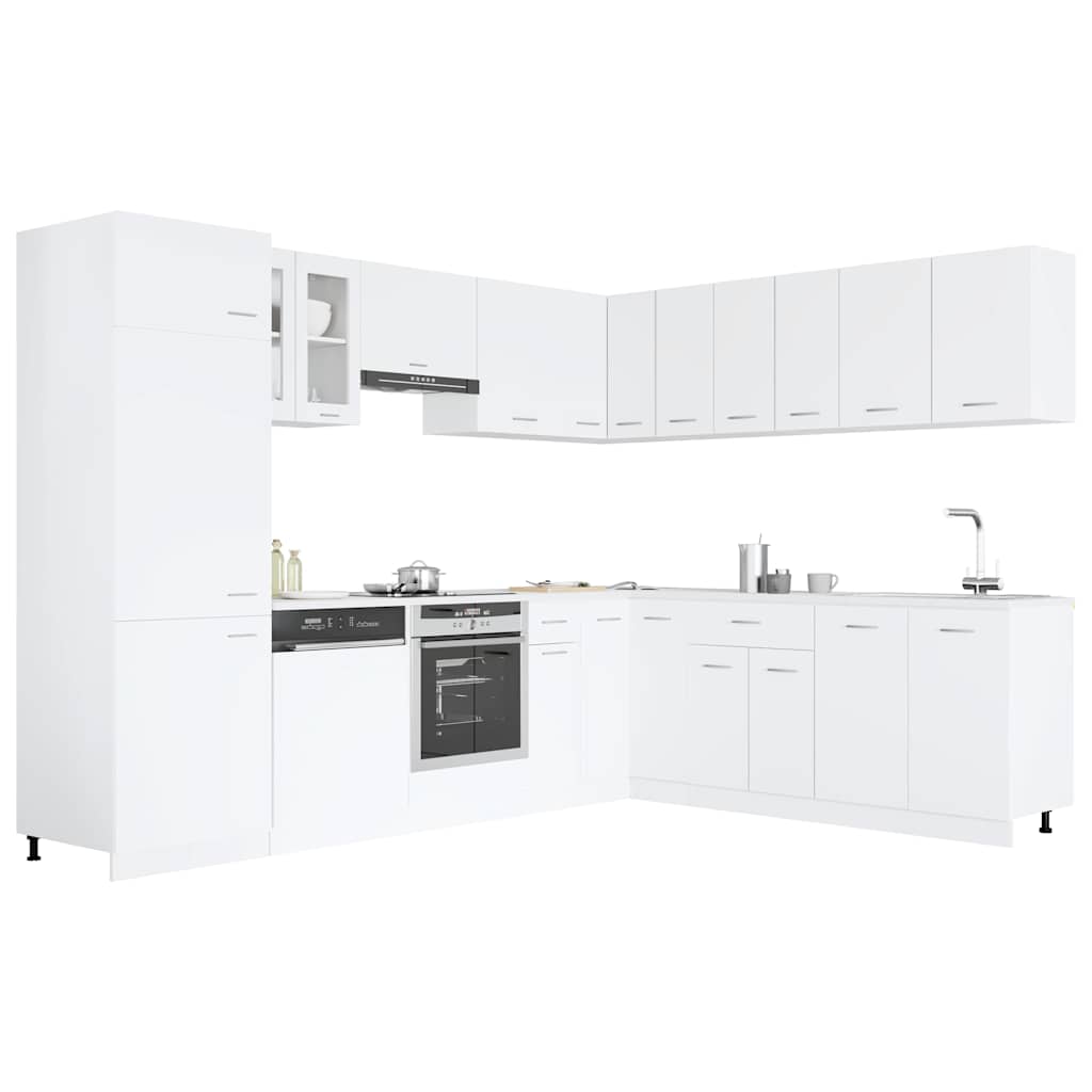 vidaXL 14 Piece Kitchen Cabinet Set Lyon" White Engineered Wood 2