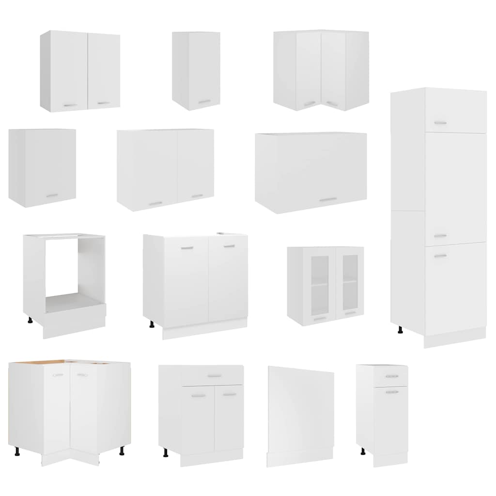 vidaXL 14 Piece Kitchen Cabinet Set Lyon" White Engineered Wood 4