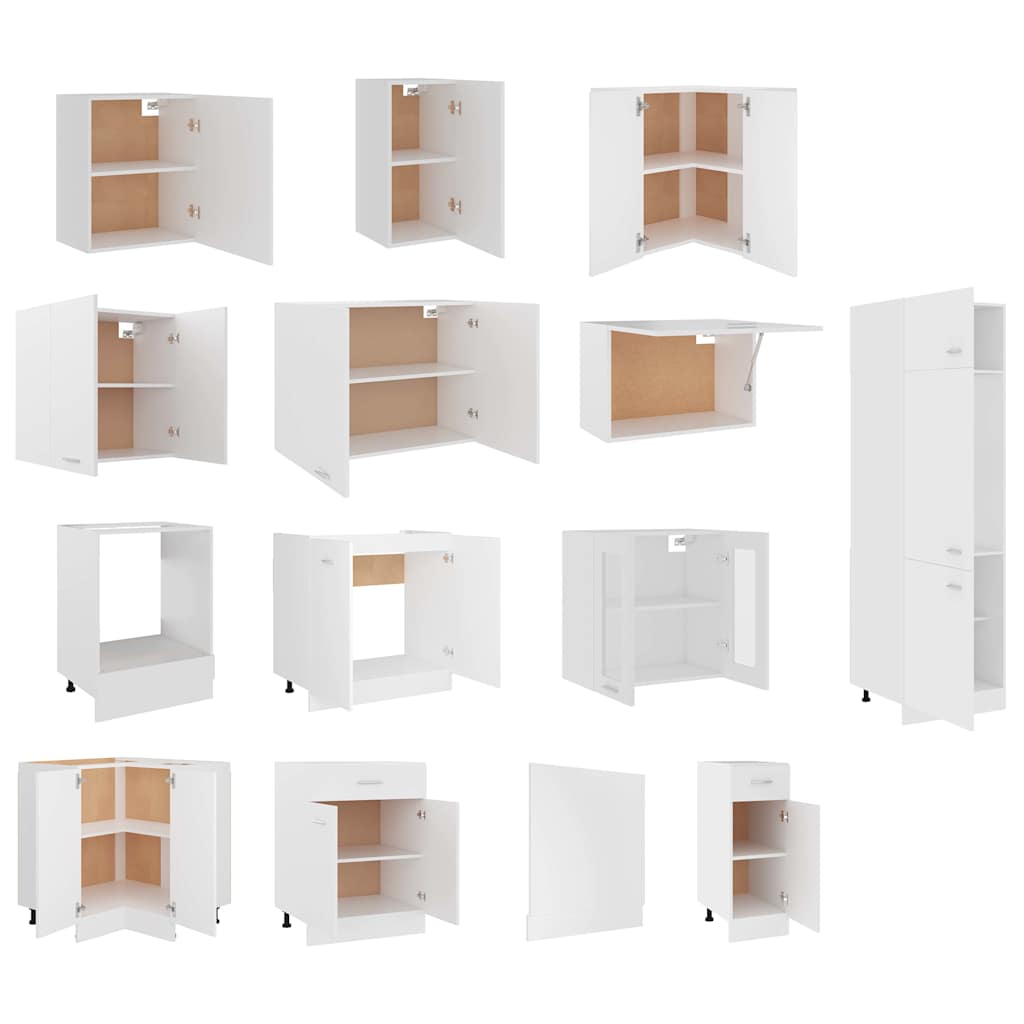 vidaXL 14 Piece Kitchen Cabinet Set Lyon" White Engineered Wood 5