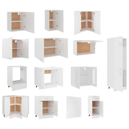 vidaXL 14 Piece Kitchen Cabinet Set Lyon" White Engineered Wood 5